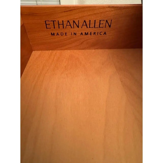 Vintage Ethan Allen Medallion Cherry Wood Tall Chest of Drawers For Sale - Image 13 of 18