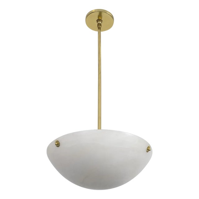 Alabaster dome pendant For Sale