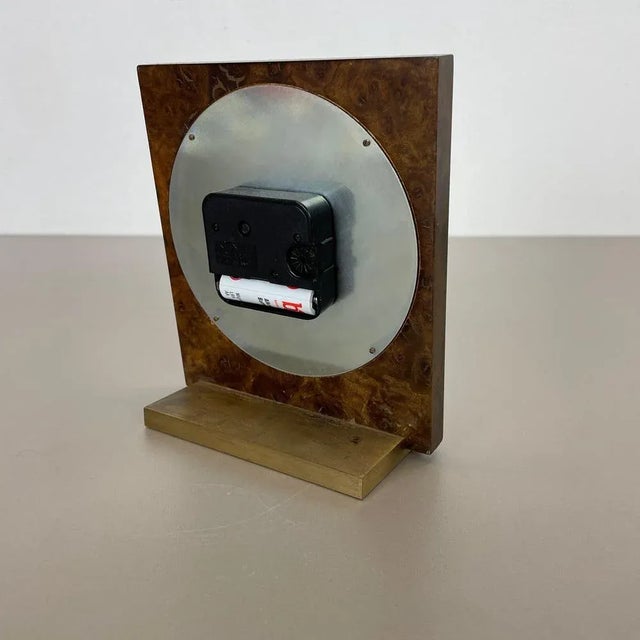 Hollywood Regency Brass & Walnut Table Clock from Kienzle, Germany, 1960s For Sale - Image 14 of 18