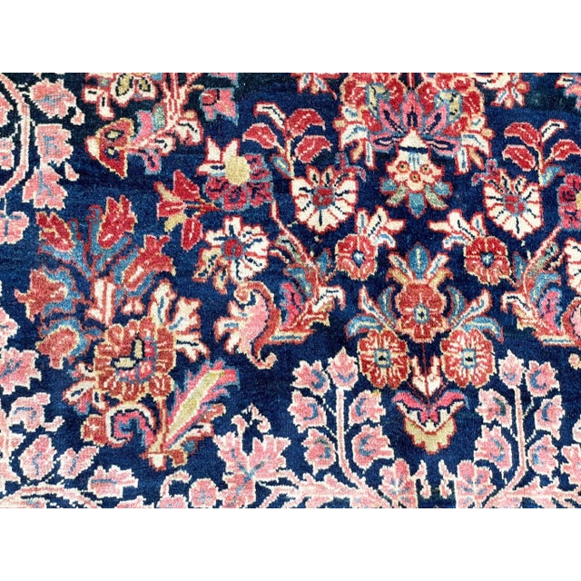 Blue Early 20th Century Antique Persian Sarouk Carpet Wedding Rug For Sale - Image 8 of 12