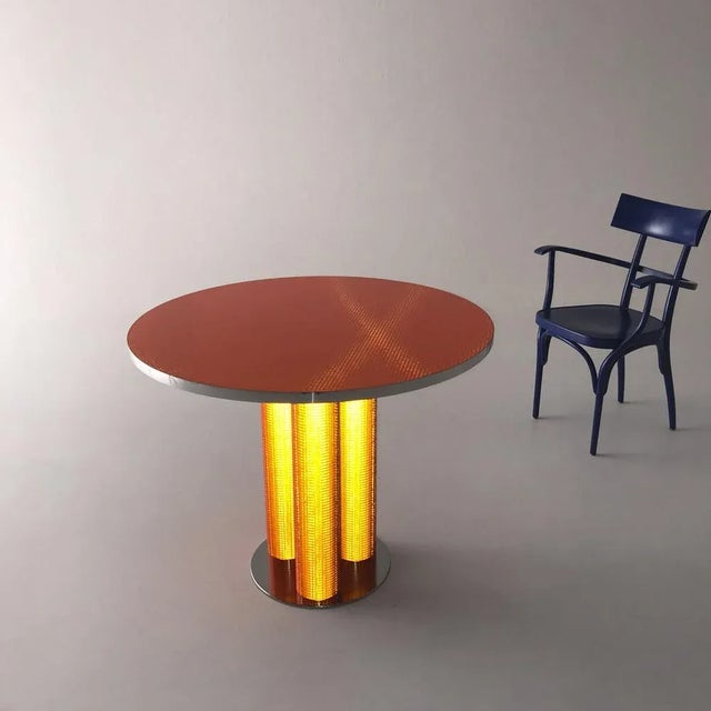Reflective Collection Round Red Table by Sebastiano Bottos for Bottos Design Italia For Sale - Image 4 of 8