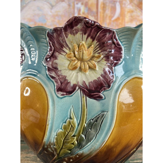 Large Art Nouveau Slip Planter from Donnaing, France, 1920s For Sale - Image 9 of 15