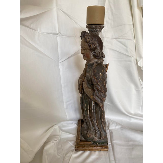 Antique Baroque Acolyte Torchère 17th Century Polychrome For Sale - Image 4 of 8