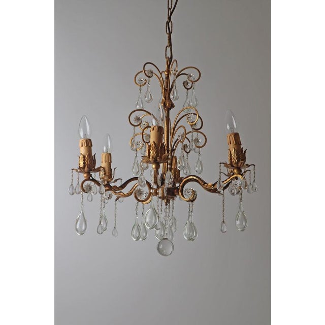 Hollywood Regency Golden Stars and Water Drops Chandelier, Italy, 1930s For Sale - Image 9 of 18