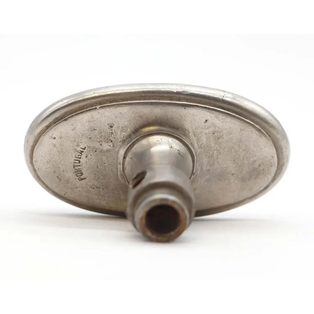 Late 20th Century Vintage Nickel Finish Brass Fluted Oval Door Knob For Sale - Image 4 of 5