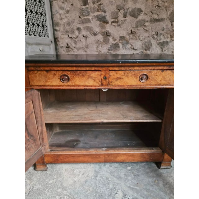 Black French Louis Philippe Walnut Buffet with Black Marble Top, France, 1840s For Sale - Image 8 of 18