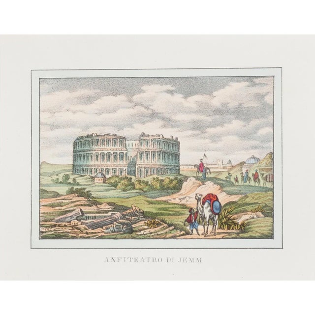 Amphitheater in Jemm is an original Hand-colored lithograph on paper realized in 1846 by an Anonymous artist of the XIX...