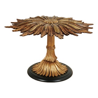 Parcel Gilt Carved Wood Flower Dining or Center Table For Sale
