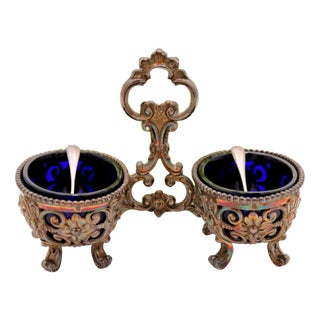 Pearlescent Silver Salt and Pepper Shakers with Cutouts, Set of 2 For Sale