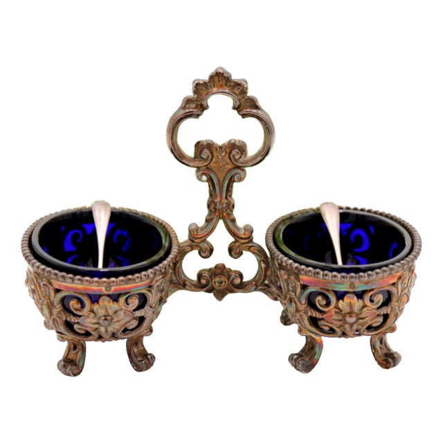 Pearlescent Silver Salt and Pepper Shakers with Cutouts, Set of 2 For Sale