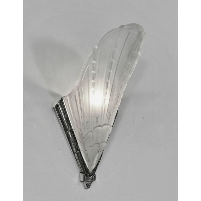 Silver A Pair of French Art Deco Wall Sconces by Jean Gauthier 1930 France For Sale - Image 8 of 11