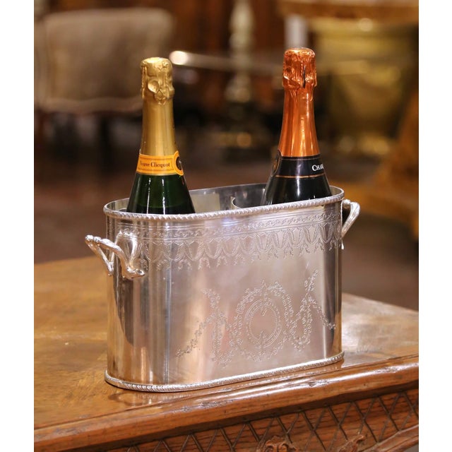 English Mid-Century Silver Plated English Wine Bottle Holder by International Silver Co. For Sale - Image 3 of 11