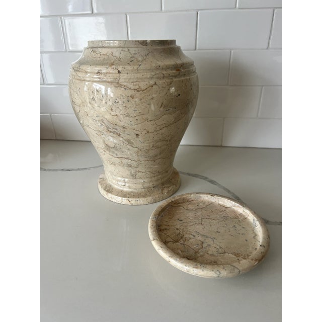 Tan Vintage Polished Marble Urn With Lid For Sale - Image 8 of 8