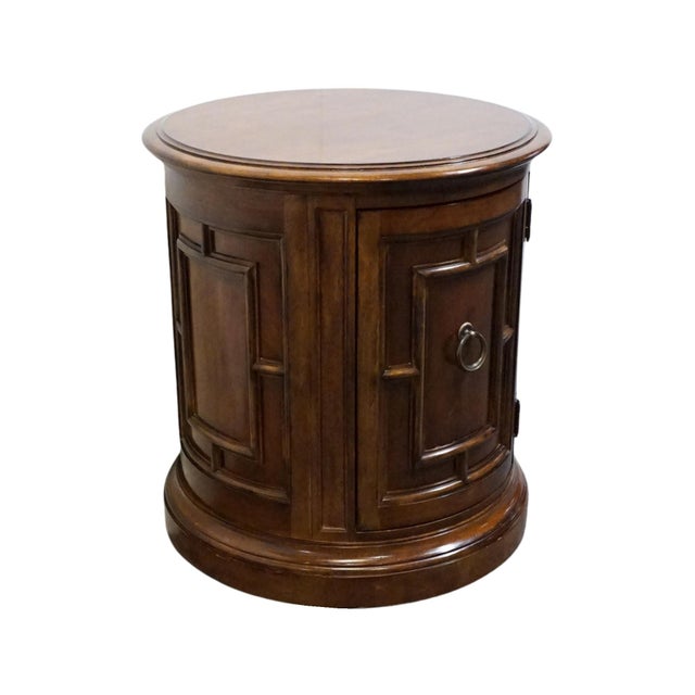 BERNHARDT FURNITURE Solid Cherry Traditional Italian Inspired 28" Round Drum Storage End Table 327-216 30" High 28" Wide...