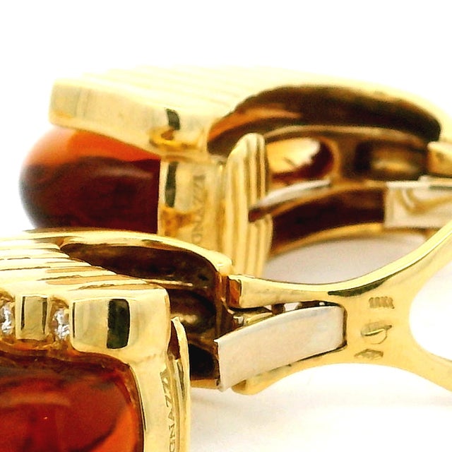 Roberto Legnazzi 18k Gold Citrine & Diamond Earrings, Italy C. 1990, Pair For Sale - Image 15 of 16