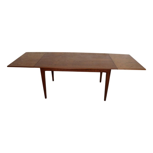 Mid-Century Modern Teak Dining Table With Pullout Leaves For Sale