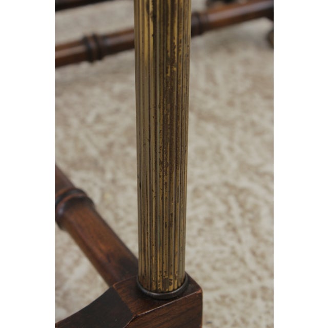 Regency Faux Bamboo Round Brass & Glass Top Coffee Table For Sale - Image 12 of 12