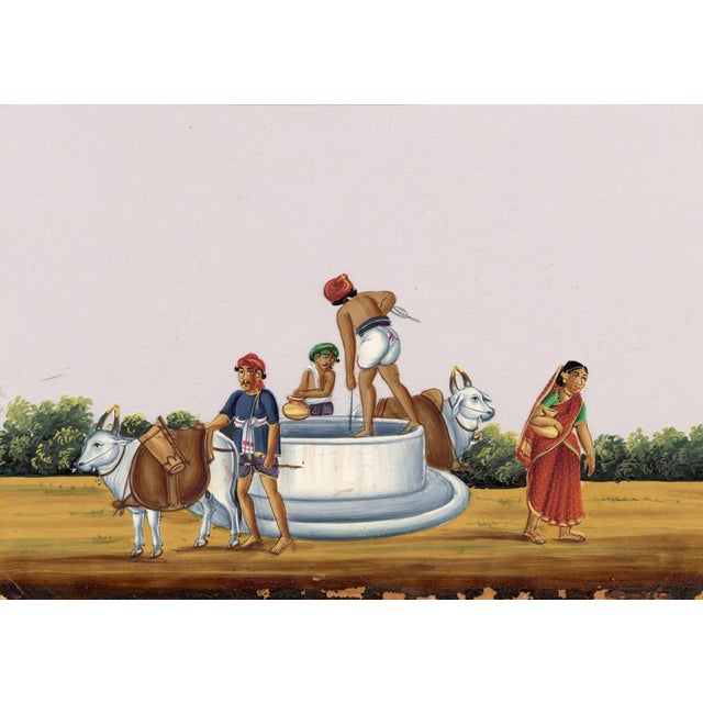 Indian Company School, Village Well, 1800s, Gouache on Paper For Sale - Image 9 of 9