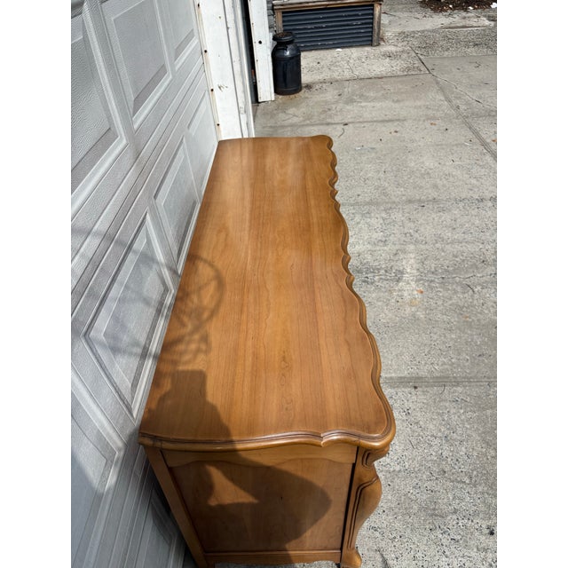 Mid 20th Century Vintage French Provincial Sideboard Buffet Credenza Server With Serpentine Front For Sale - Image 5 of 12