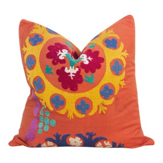 Gulnoor Vintage Suzani Square Pillow For Sale