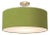Stretch Semi Flush Mount, Avocado Linen Shade, Weathered Brass For Sale