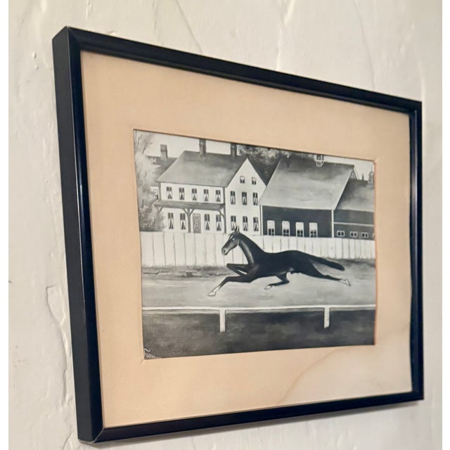 Ralph Lauren Home Early 20th Century Reproduction Print Race Horse Charcoal Drawing Signed by Artist For Sale - Image 4 of 11