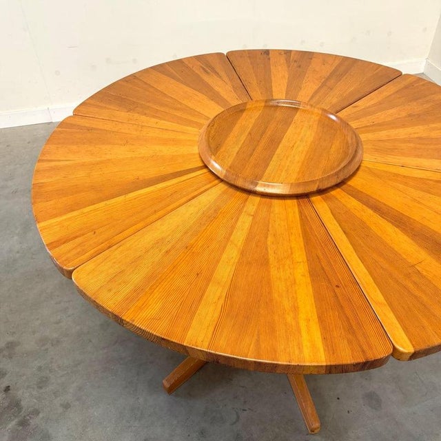 Round Pine Dining Table, 1970s For Sale - Image 6 of 12