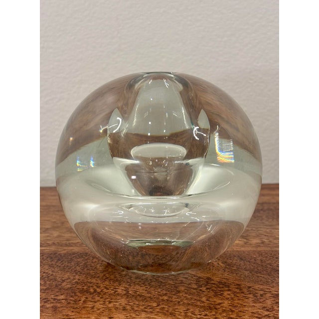 1960s Scandinavian Modern Blown Glass Sphere Bud Vase For Sale - Image 4 of 7