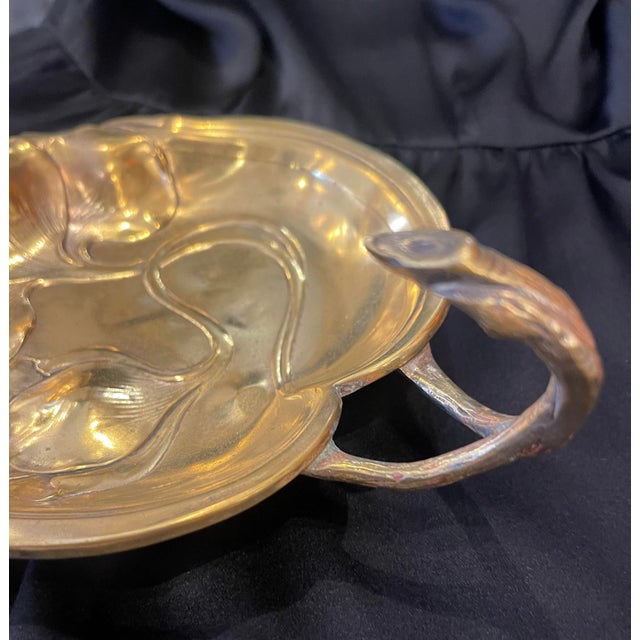 Antique Art Nouveau Bronze Cup Representing Flowers, Signed For Sale - Image 11 of 13