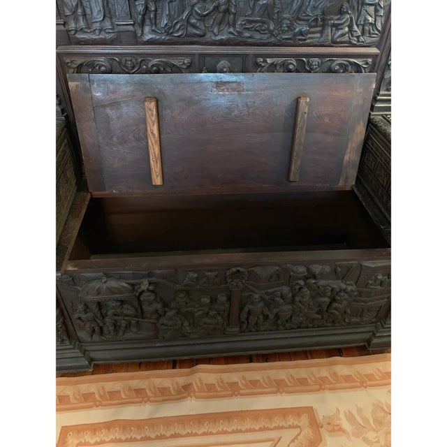 This One of a kind 16th Century European Pictorial Bench is not only gorgeous, but tells a story! The piece includes...