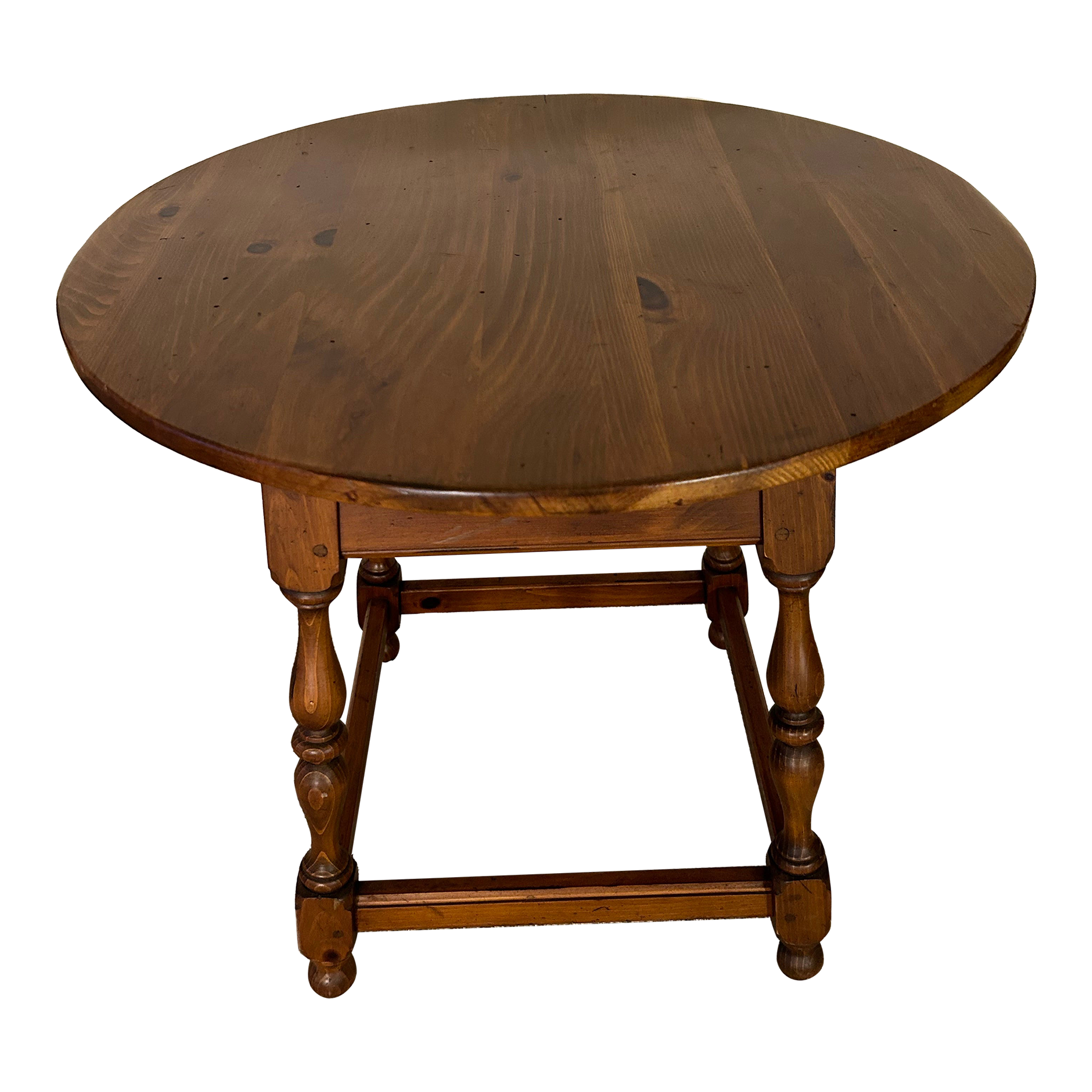 Mid 20th Century Ethan Allen Round Side Table Pine Wood | Chairish