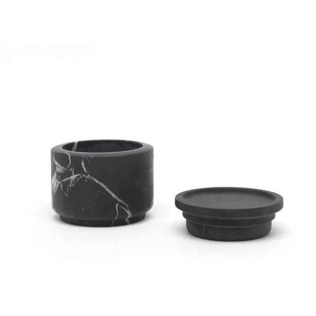 Stone Pyxis Pots in Black by Ivan Colominas, Set of 3 For Sale - Image 7 of 8