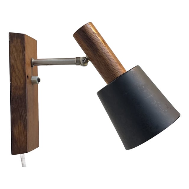 Adjustable Black and Teak Silva Wall Lamp from Lyfa, 1960s For Sale