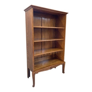 1970s Vintage Bookshelf With Carved Wood Accents For Sale