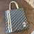 A 2000s John Galliano for Christian Dior Trotter Deep Blue and Cream Tote Bag For Sale - Image 16 of 18