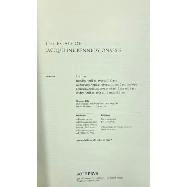 The Estate of Jacqueline Kennedy-Onassis Sothebys Catalog Book Apr 23-26 1996 For Sale - Image 10 of 12