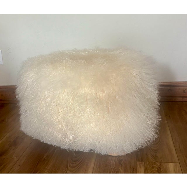 CB2 Cb2 X Ross Cassidy "Bozzi" Mongolian Sheepskin Ottoman For Sale - Image 4 of 6