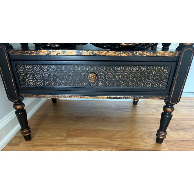 Ebony and Gilt Painted One Drawer Canterbury For Sale - Image 10 of 11