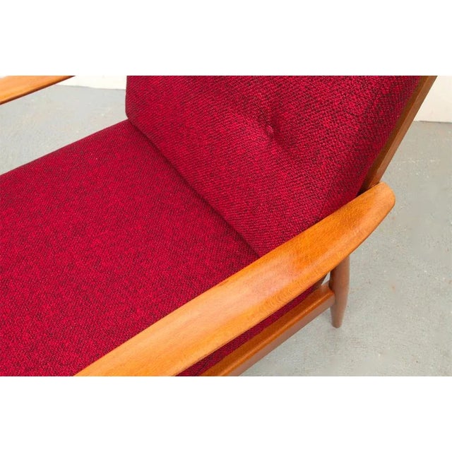 Red Cushioned Armchair, 1950s For Sale - Image 11 of 12