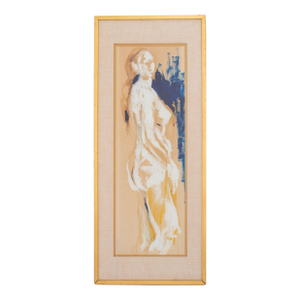 Illegibly Signed Standing Nude Acrylic on Paper