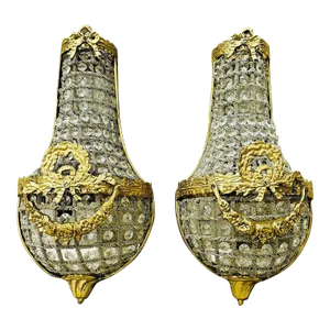 French Gold Leaf Basket Sconces - a Pair
