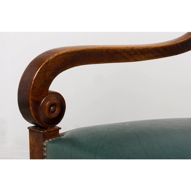 Early 19th Century French Empire Walnut Sofa in Forest Green For Sale - Image 9 of 18