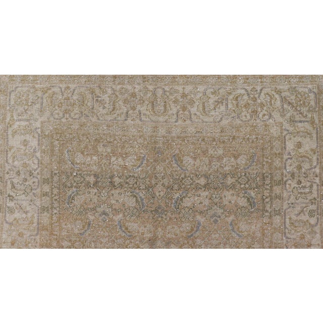 Antique Persian Tabriz Rug in Wool With Floral Design in Blue, Tan, Taupe, Cream For Sale - Image 10 of 12