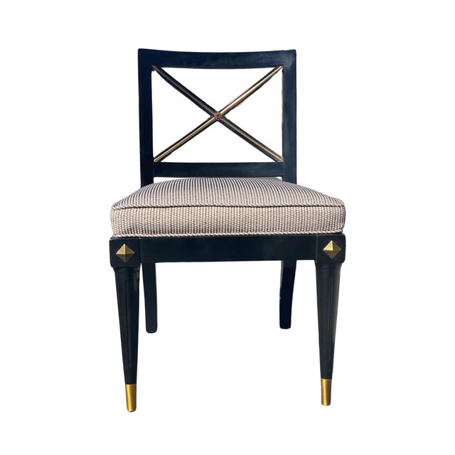 Vintage Directoire Style Black & Gold Dining Chairs Modern Chic - Set of 6 For Sale - Image 12 of 12