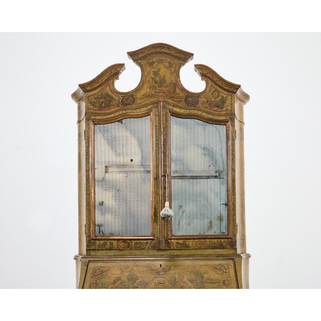 19th Century Venetian Lacquer Painted Secretary Bookcase Desk For Sale - Image 16 of 18