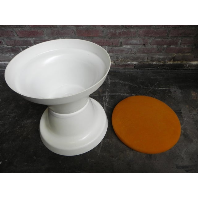 Textile Vintage Stool with Orange Seat, 1970s For Sale - Image 7 of 9