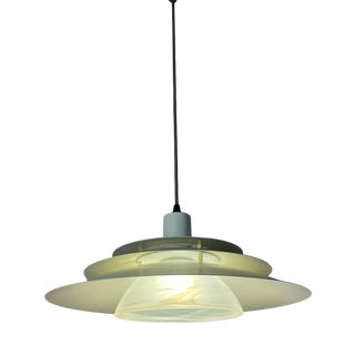 White Louvered Lamp with Marbled Glass from Jeka For Sale