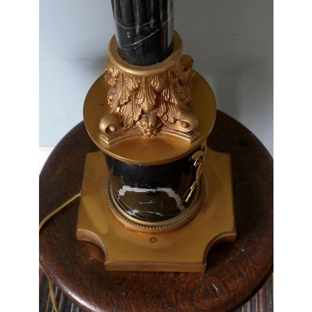 Black Large Marble Corinthian Column Table Lamp, 1910s For Sale - Image 8 of 13