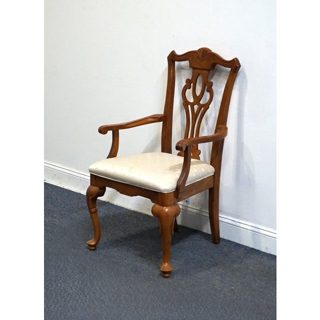 Chippendale Broyhill Furniture Solid Cherry Traditional Georgian Style Dining Arm Chair 7940-87/86 For Sale - Image 3 of 10