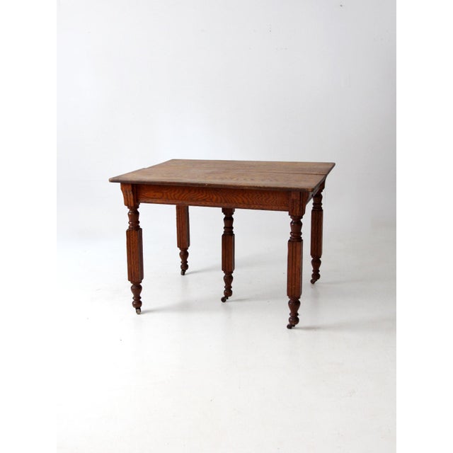 Brown Antique Five Leg Dining Table For Sale - Image 8 of 15